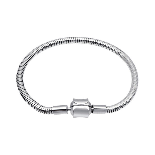 Simple Stainless Steel Bracelets Bangles Snake Chain DIY Bracelet Charms Jewelry Gift for Men Women