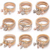 3Pcs/Set Owl Crystal Heart Bracelet & Bracelet Gold/Silverized Elephant Anchor Pendant Female Rhinestone Bracelet gift