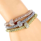 3Pcs/Set Owl Crystal Heart Bracelet & Bracelet Gold/Silverized Elephant Anchor Pendant Female Rhinestone Bracelet gift