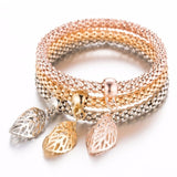 3Pcs/Set Owl Crystal Heart Bracelet & Bracelet Gold/Silverized Elephant Anchor Pendant Female Rhinestone Bracelet gift