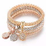 3Pcs/Set Owl Crystal Heart Bracelet & Bracelet Gold/Silverized Elephant Anchor Pendant Female Rhinestone Bracelet gift