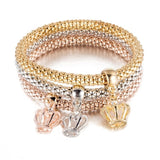 3Pcs/Set Owl Crystal Heart Bracelet & Bracelet Gold/Silverized Elephant Anchor Pendant Female Rhinestone Bracelet gift