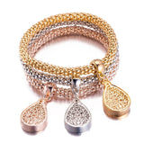 3Pcs/Set Owl Crystal Heart Bracelet & Bracelet Gold/Silverized Elephant Anchor Pendant Female Rhinestone Bracelet gift