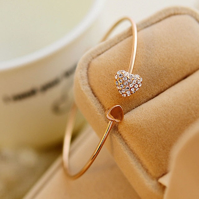 3Pcs/Set Owl Crystal Heart Bracelet & Bracelet Gold/Silverized Elephant Anchor Pendant Female Rhinestone Bracelet gift